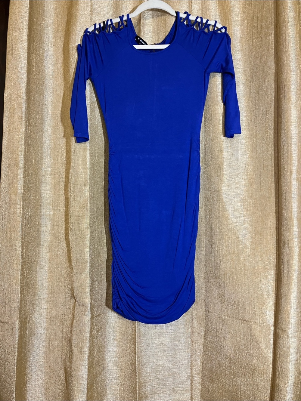 bebe Royal Blue Cold-Shoulder Midi Dress